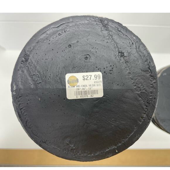 Wood Candle Holders Black White Farmhouse Distressed Chunky - Set of‎ 2 - Picture 3 of 4